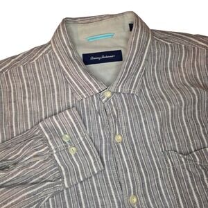 Tommy Bahama Mens‎ 100% Linen Stripe Button Down Casual Shirt XL